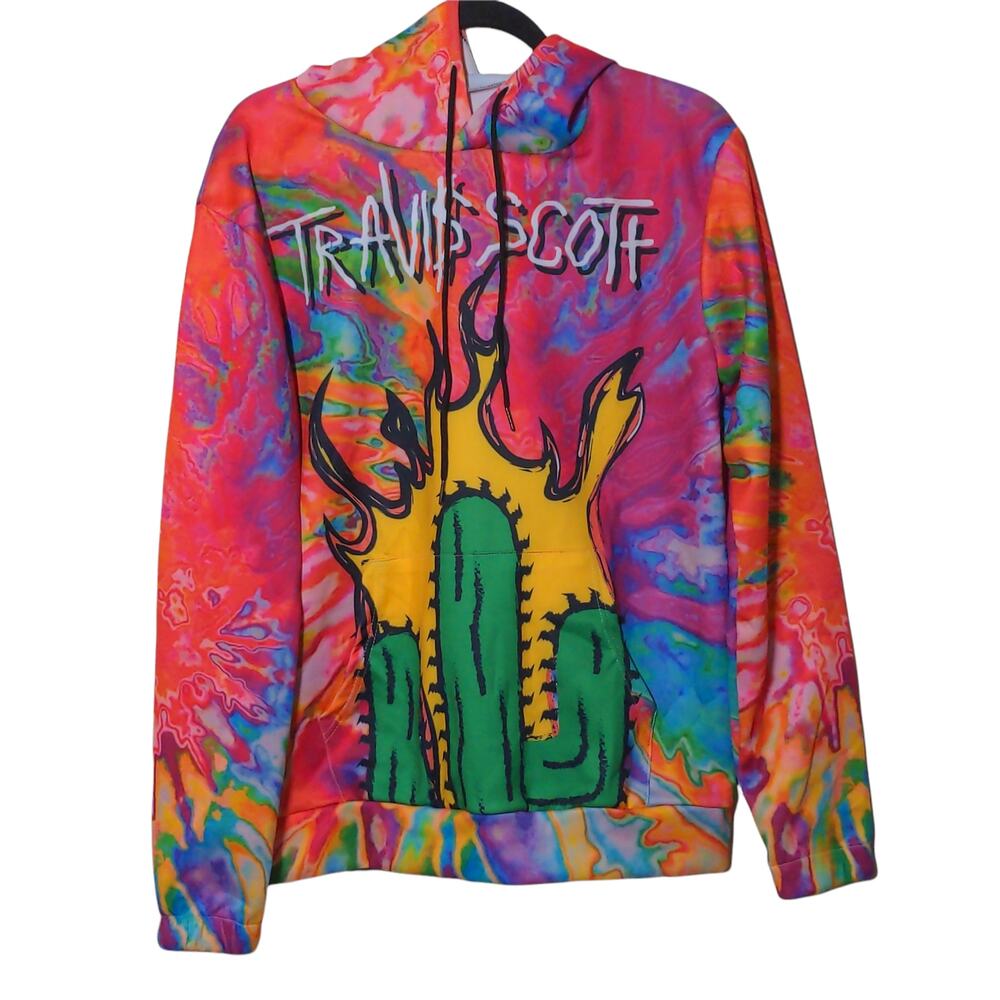 Travi$ Scott Rainbow Tie Dye Cactus Jack Hoodie – Size M